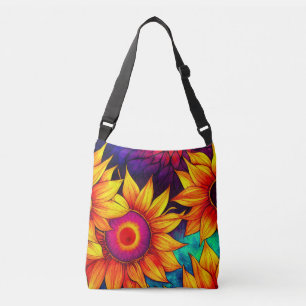 Elegante Kleurrijke Zonnebloem Bloemkracht Kunstwe Crossbody Tas