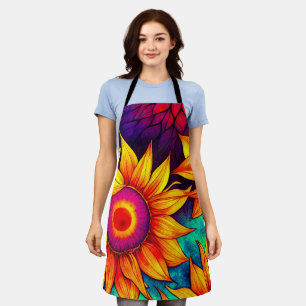Elegante Kleurrijke Zonnebloem Bloemkracht Kunstwe Schort