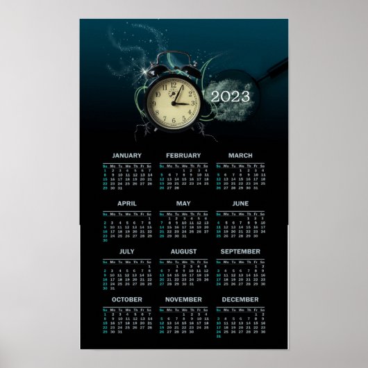 Elegante klokkalender 2023 als poster (Voorkant)