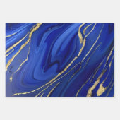 Elegante kobalt blauwe en gouden alcohol inkt patr inpakpapier vel (Voorkant 3)