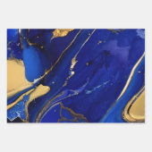 Elegante kobalt blauwe en gouden alcohol inkt patr inpakpapier vel (Voorkant 2)