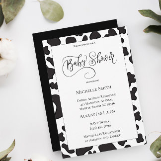 Elegante Koe Print Baby shower Uitnodiging