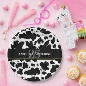 Elegante Koe Vlekken Print Boer Bruiloft Jubileum Papieren Bordje (Feest)