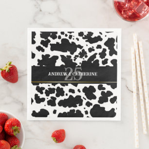 Elegante Koe Vlekken Print Boer Bruiloft Jubileum Servet
