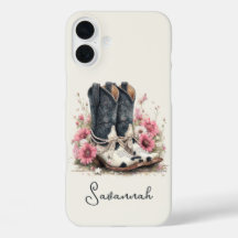 Elegante koeienhuid laarzen met gebloemde monogram
