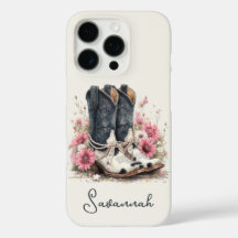 Elegante koeienhuid laarzen met gebloemde monogram