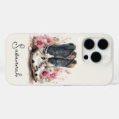 Elegante koeienhuid laarzen met gebloemde monogram Case-Mate iPhone case (Achterkant (horizontaal))