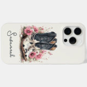 Elegante koeienhuid laarzen met gebloemde monogram Case-Mate iPhone case (Achterkant (horizontaal))
