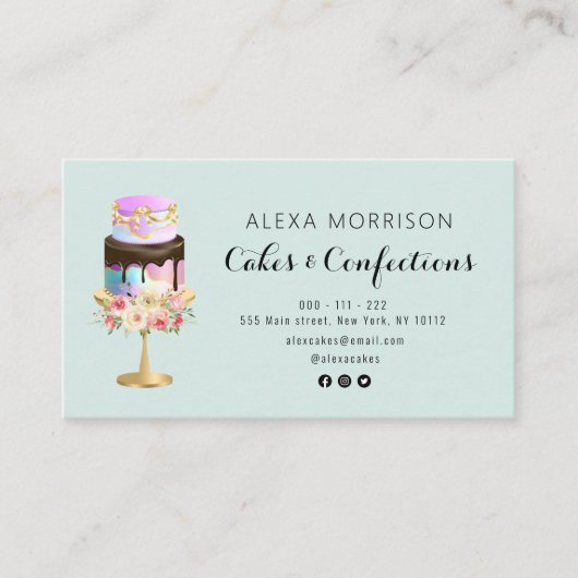 elegante koekjes en infecties florale logo visitekaartje (Voorkant)