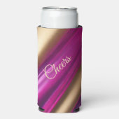 Elegante Koelbox- Proost Paarse Roze en Goud- Seltzer Blikjeskoeler (Seltzer Voorkant)
