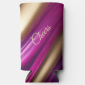 Elegante Koelbox- Proost Paarse Roze en Goud- Seltzer Blikjeskoeler (Voorkant)