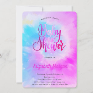 Elegante Koele Baby Shower Paarse Tie Dye Kaart