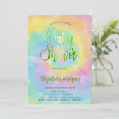 Elegante koele babyshower tie-dye kaart (Staand voorkant)