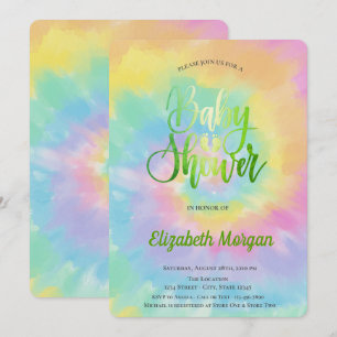 Elegante koele babyshower tie-dye kaart