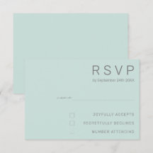 Elegante Koele Mint Minimaal Modern Trouwen RSVP