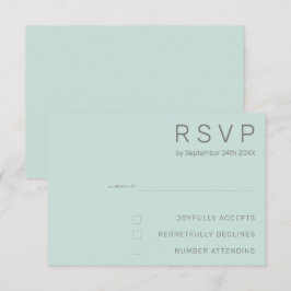 Elegante Koele Mint Minimaal Modern Trouwen RSVP Kaart