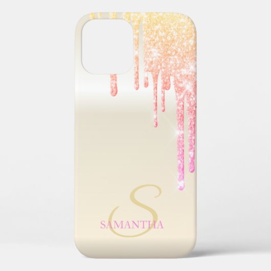 Elegante Koele Ombre Glitterdruppels Case-Mate iPhone Case (Achterkant)