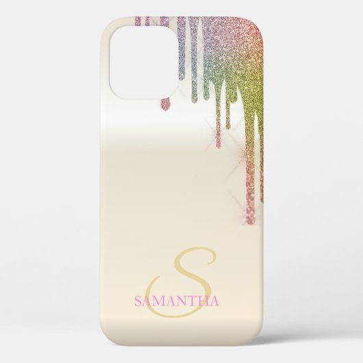 Elegante Koele Regenboog Glitterdruppels Case-Mate iPhone Case (Achterkant)