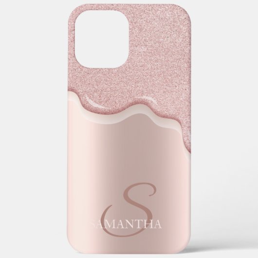 Elegante Koele Roze Gouden Glitter Druppels Case-Mate iPhone Case (Achterkant)