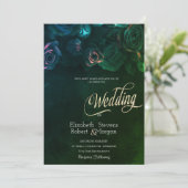 Elegante Koele Rozen Gotische Bruiloft Kaart (Staand voorkant)