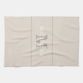 Elegante Koffie Cream Monogram Aangepaste Naam Theedoek (Horizontaal)