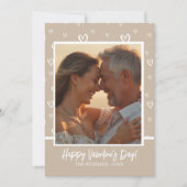 Elegante koffie en witte harten met aangepaste fot feestdagenkaart (Voorkant)