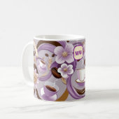 Elegante koffie lavendel bloemen & lint monogram koffiemok (Voorkant links)