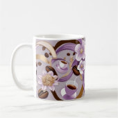 Elegante koffie lavendel bloemen & lint monogram koffiemok (Links)