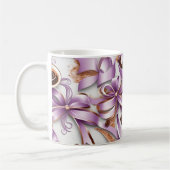 Elegante koffie lavendel lint bogen monogram koffiemok (Links)