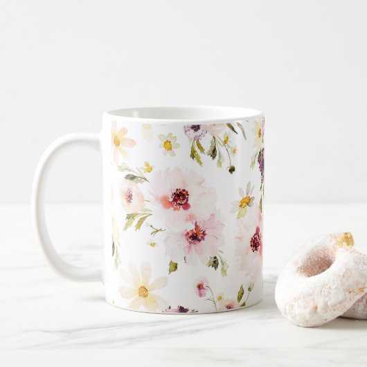 Elegante koffie Mok – Waterverf (Met donut)