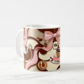 Elegante koffie-thema linten, bogen monogram koffiemok (Voorkant links)