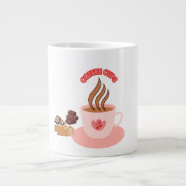 Elegante koffiebeker met chocolade en koekjes grote koffiekop