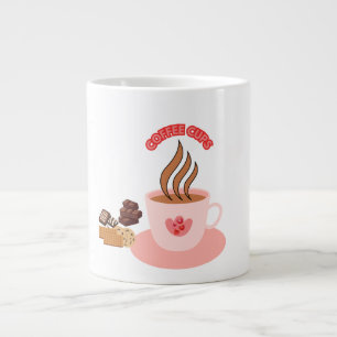 Elegante koffiebeker met chocolade en koekjes grote koffiekop