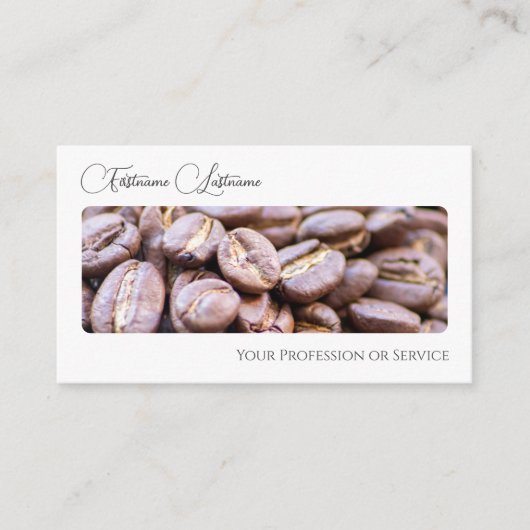 Elegante koffiebonen barista kalligrafie QR-Code Visitekaartje (Voorkant)