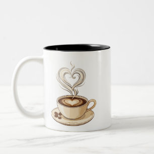 Elegante koffiekop en hartlatte kunst Mokken
