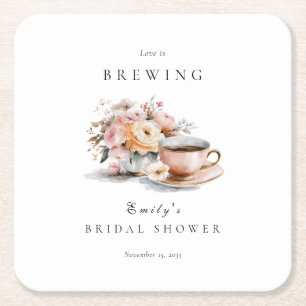Elegante koffieliefde bruist Bruidsdouche Kartonnen Onderzetters