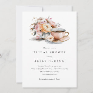 Elegante koffieliefde bruist Bruidsmeisjesfeest Kaart