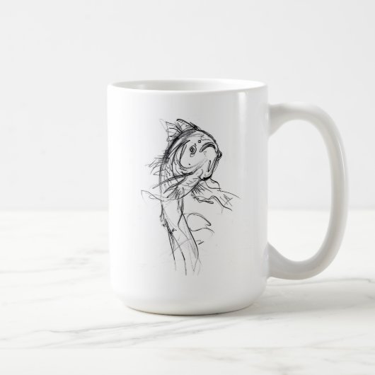 Elegante Koi Fish Abstracte schets Koffiemok (Rechts)