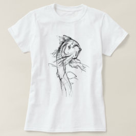 Elegante Koi Fish Abstracte schets T-shirt