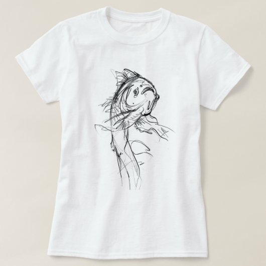 Elegante Koi Fish Abstracte schets T-shirt (Design voorkant)