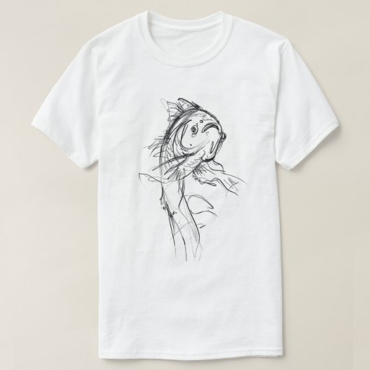 Elegante Koi Fish Abstracte schets T-shirt (Design voorkant)