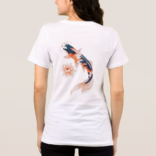 Elegante Koi Fish en Lotus Flower Dubbelzijdige T- Tri-Blend Shirt