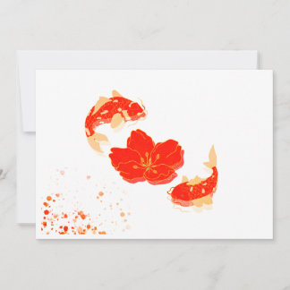 Elegante Koi Fish en Red Blossom Art | Japanse St Kaart