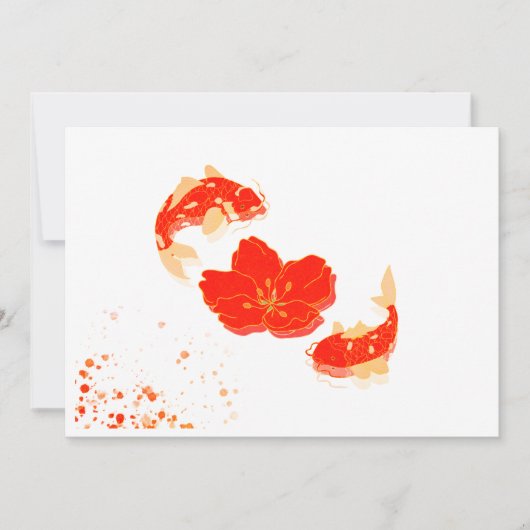 Elegante Koi Fish en Red Blossom Art | Japanse St Kaart (Voorkant)
