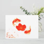 Elegante Koi Fish en Red Blossom Art | Japanse St Kaart (Staand voorkant)