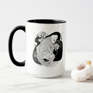 Elegante Koi & Lotus Mok – Zen Minimalistische Kun