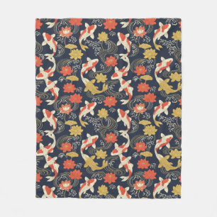 Elegante Koi Vis en Lotus Patroon Fleece Deken