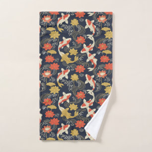 Elegante Koi Vis en Lotus Patroon Handdoek