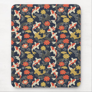 Elegante Koi Vis en Lotus Patroon Muismat