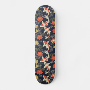 Elegante Koi Vis en Lotus Patroon Persoonlijk Skateboard